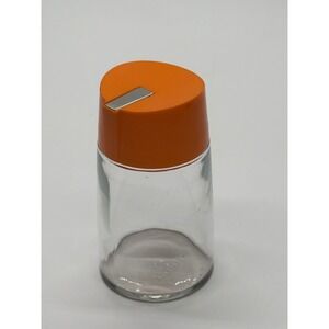 Vintage Bloomfield Orange Flip Top Sugar Pourer Glass Condiment Shaker USA MCM
